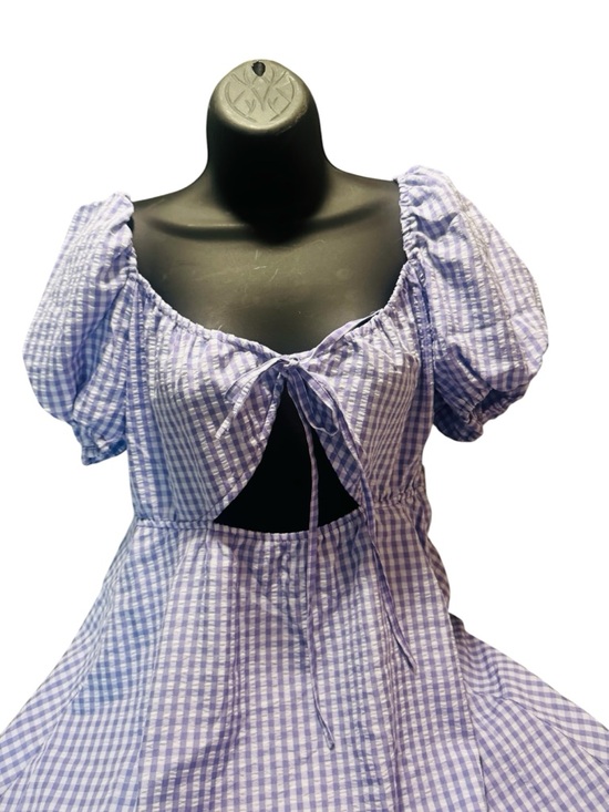 H&M Dresses & Skirts - H&M Lavender Gingham Tie-Front Puff Sleeve Blouse
